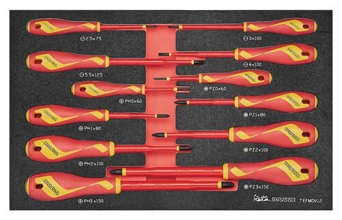 Juego de herramientas aisladas de 28 piezas, certificado VDE a 1,000 V CA,  herramientas de electricista que incluyen enchufes aislados, llaves