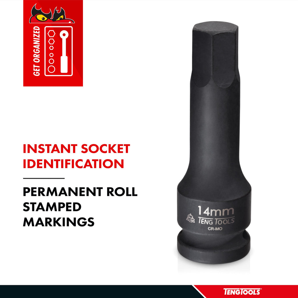 Teng Tools SAE 1/2 Inch Drive Hex Chrome Molybdenum Impact Sockets - Tool66Impact Tools921606-66